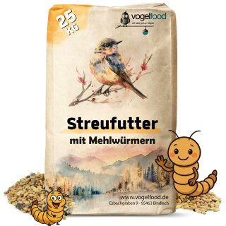 25 kg Streufutter mit Mehlwürmer Wildvögel Sommerstreu Winter Ganzjahresfutter
